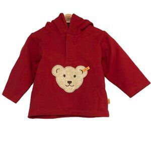 Infant Red Sweatshirt with Hood & Steiff bear patch. New. Unisex